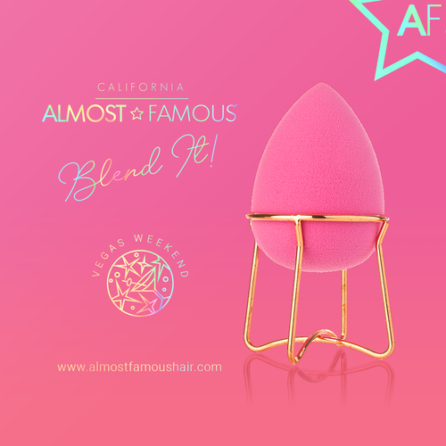 Almost Famous Makeup Blender Sponge with Rose Gold Stand | Beauty Blender Set