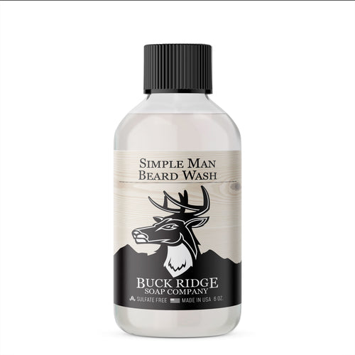 Buck Ridge Simple Man Beard Wash | Unscented Hypoallergenic | 6oz | Made in USA