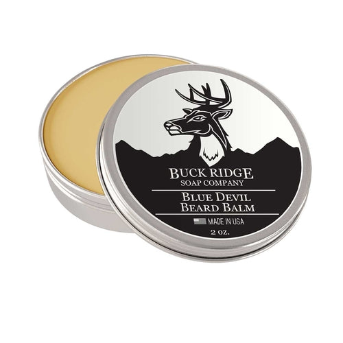 Buck Ridge Blue Devil Beard Balm | Smoky & Spicy Scent | 2oz Tin | Made in USA