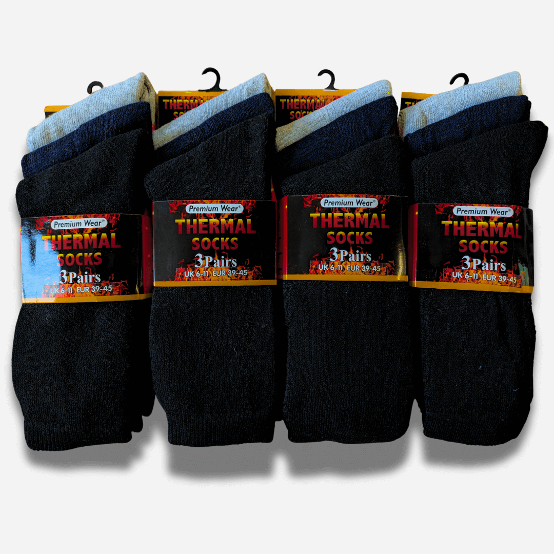 Heatwave Men's Thermal Socks | 12 Pairs | Double Brushed | Advanced Knit | Black | UK 6-11