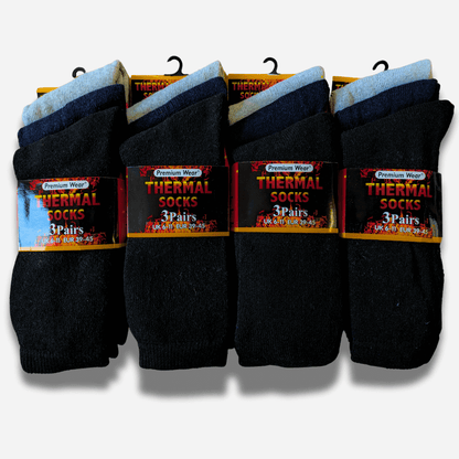 Heatwave Men's Thermal Socks | 12 Pairs | Double Brushed | Advanced Knit | Black | UK 6-11