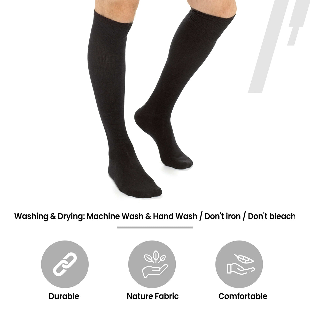 Sock Stack Travel Compression Socks | 2 Pairs | Unisex Knee-High | Breathable | Black