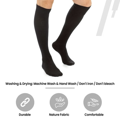 Sock Stack Travel Compression Socks | 2 Pairs | Unisex Knee-High | Breathable | Black