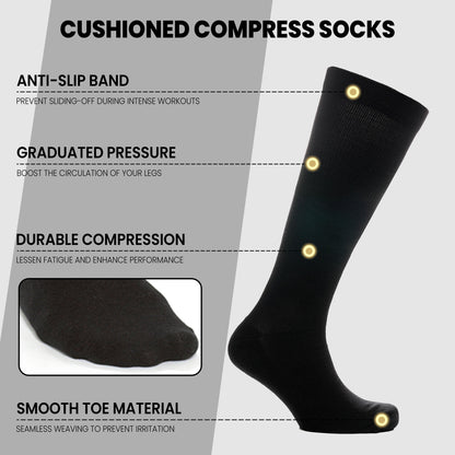 Sock Stack Travel Compression Socks | 2 Pairs | Unisex Knee-High | Breathable | Black
