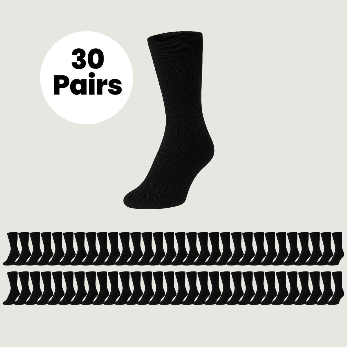 Sock Stack Men's Cotton Rich Performance Sport Socks | 30 Pairs | Black Grey White | UK 6-11