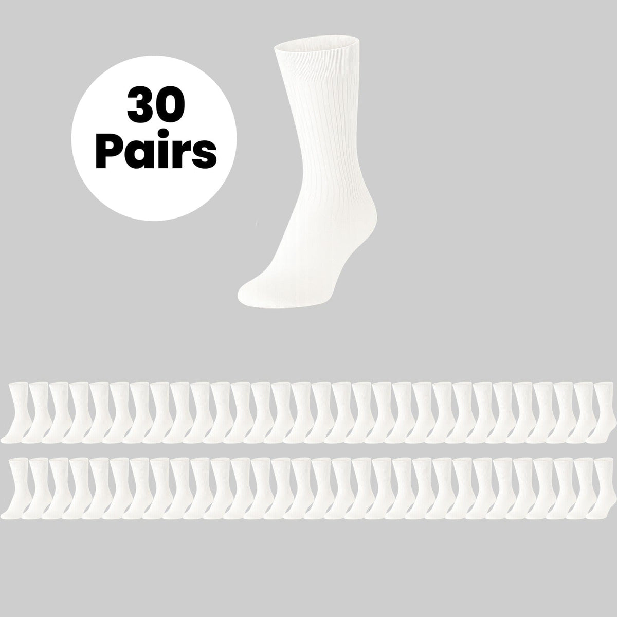 Sock Stack Men's Cotton Rich Performance Sport Socks | 30 Pairs | Black Grey White | UK 6-11