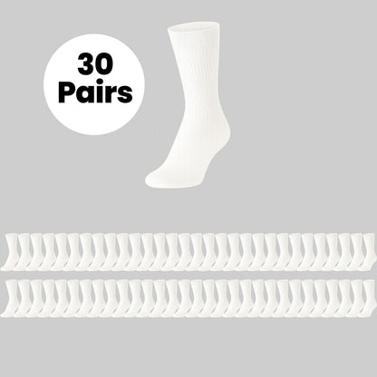 Sock Stack Men's Cotton Rich Performance Sport Socks | 30 Pairs | Black Grey White | UK 6-11