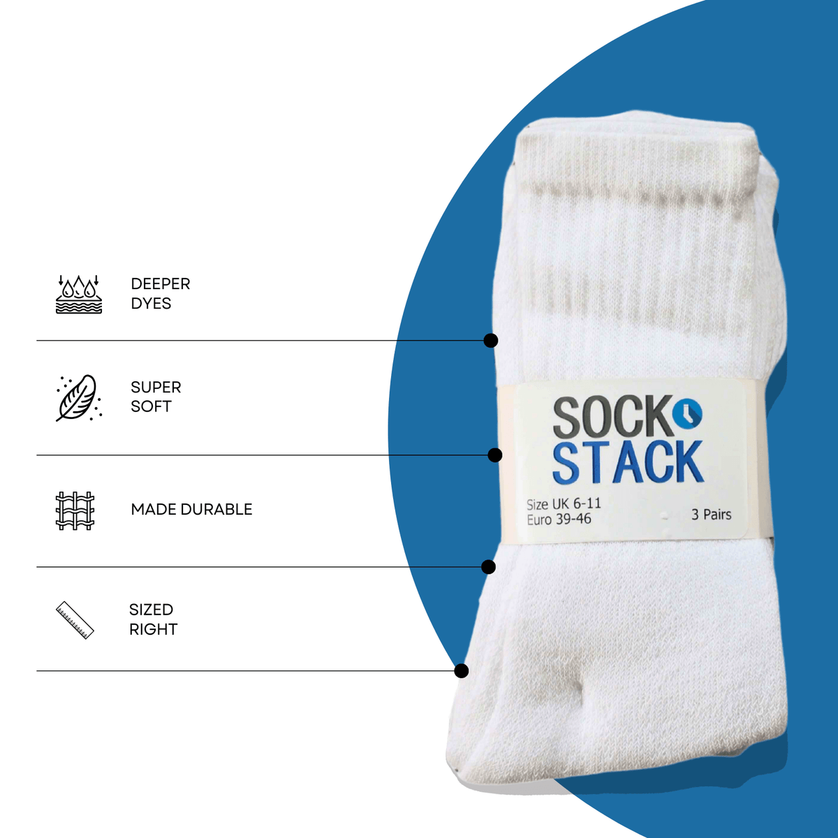 Sock Stack Men's Cotton Rich Performance Sport Socks | 30 Pairs | Black Grey White | UK 6-11
