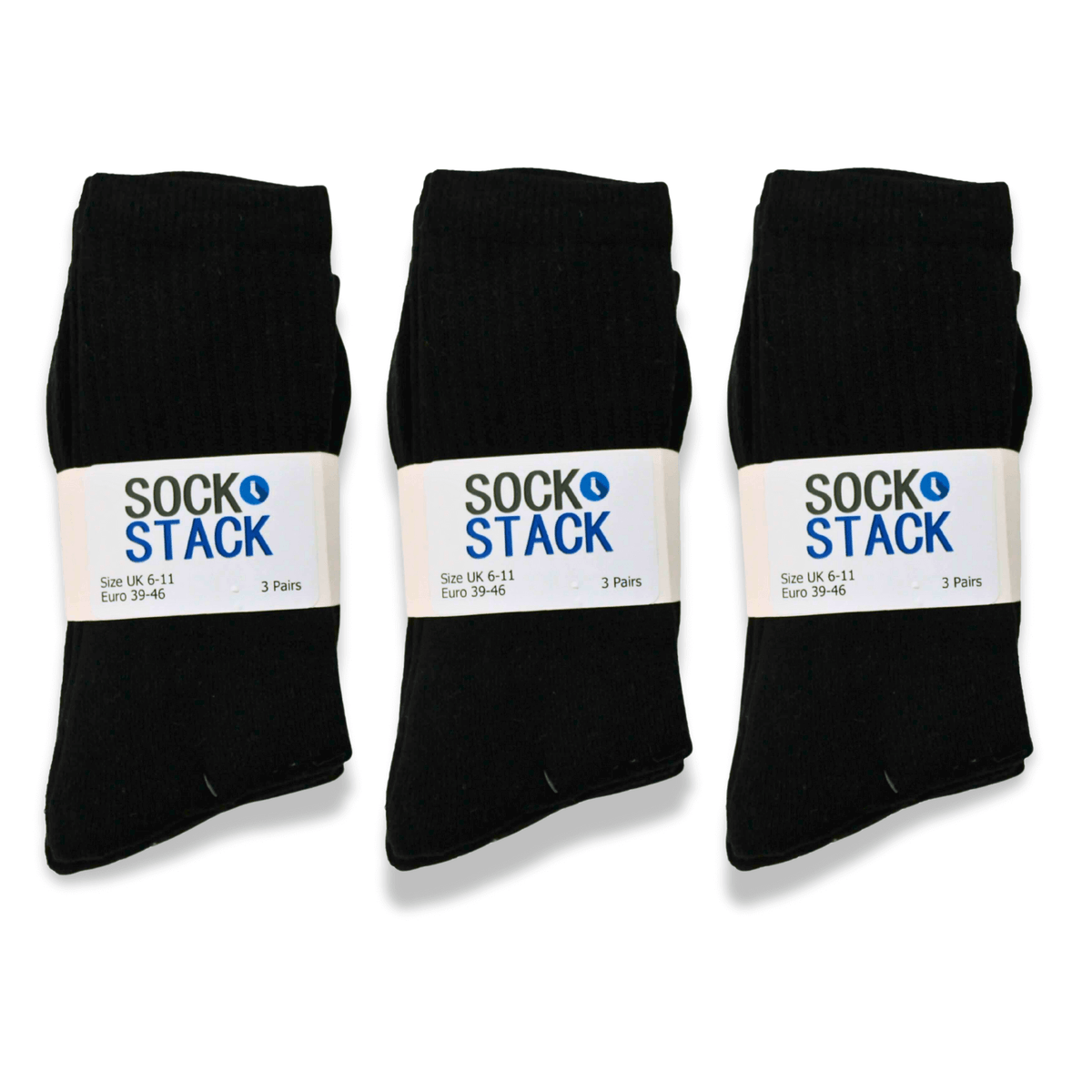 Sock Stack Men's Cotton Rich Performance Sport Socks | 30 Pairs | Black Grey White | UK 6-11