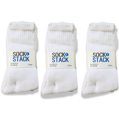 Sock Stack Men's Cotton Rich Performance Sport Socks | 30 Pairs | Black Grey White | UK 6-11