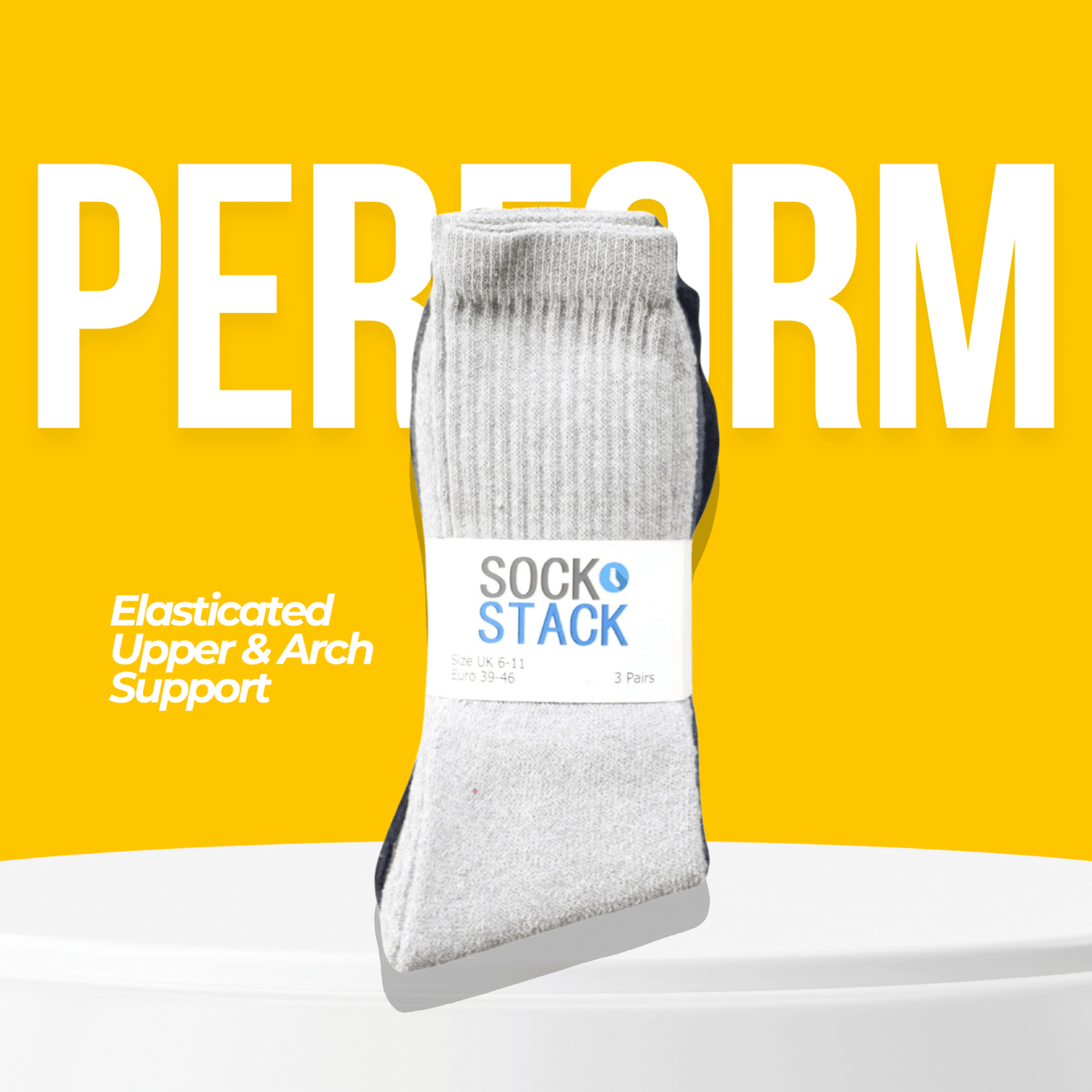 Sock Stack Men's Cotton Rich Performance Sport Socks | 30 Pairs | Black Grey White | UK 6-11