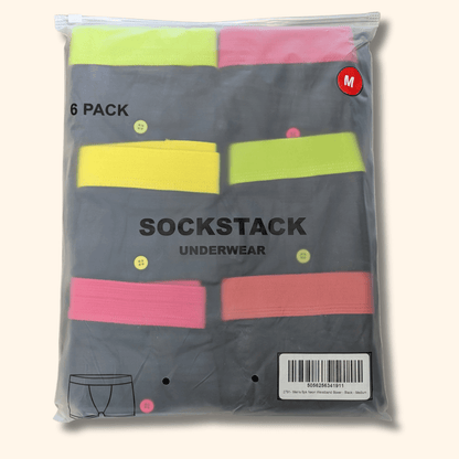 Sock Stack 6 Pack Black Cotton Blend Boxer Shorts Mens Breathable Stretch Colorful