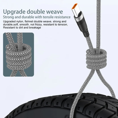 USB to Type C 6A Super- Charging Cable for camera and mobile