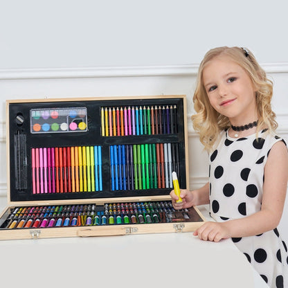 Painting Wooden Box Colorful Pen Set Art School Supplies For Children, 180 in 1