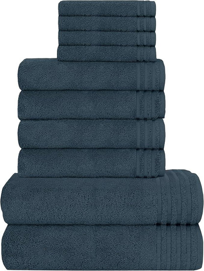 OLIVIA ROCCO Monaco 10 Piece Luxury Egyptian Cotton Towel Set 500 GSM With 4 Face Towels