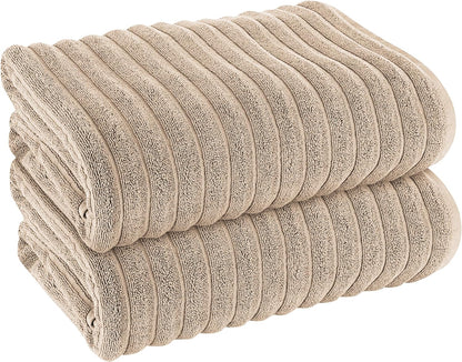OLIVIA ROCCO Hydro Cotton Ribbed Towels Jumbo Bath Sheets 2 Pack Charcoal Highly