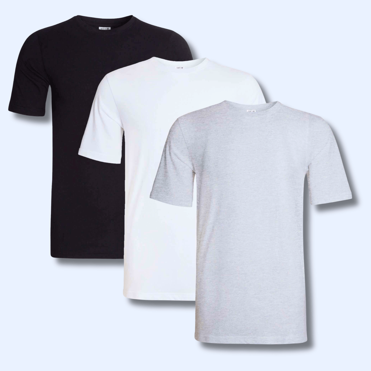 Sock Stack Men's Plain T-Shirts Pack Of 3 Short Sleeve Soft Breathable Cotton Blend