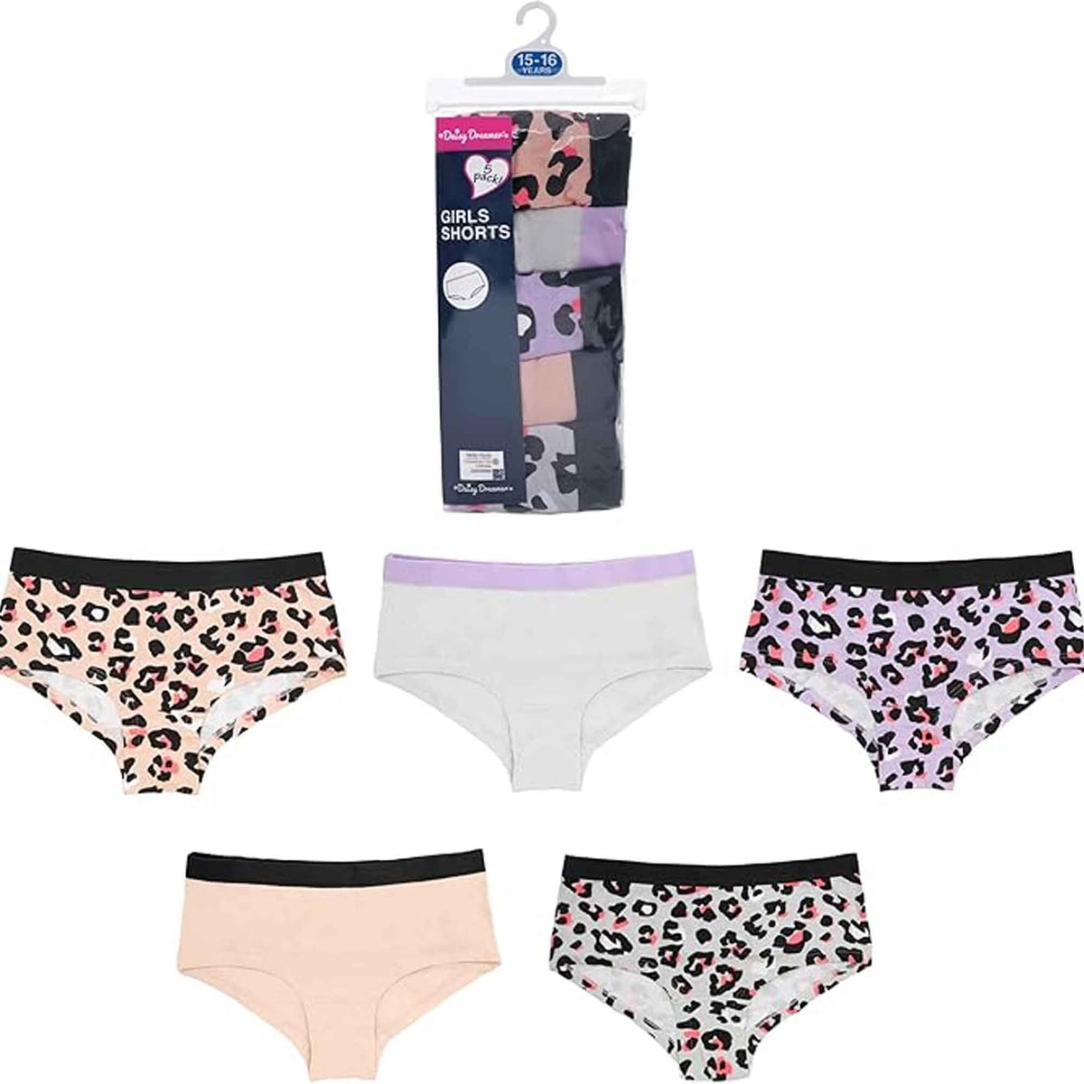 Daisy Dreamer Girls' Cotton Underwear Briefs | Pack of 5 | Soft & Comfortable | Ages 2-13