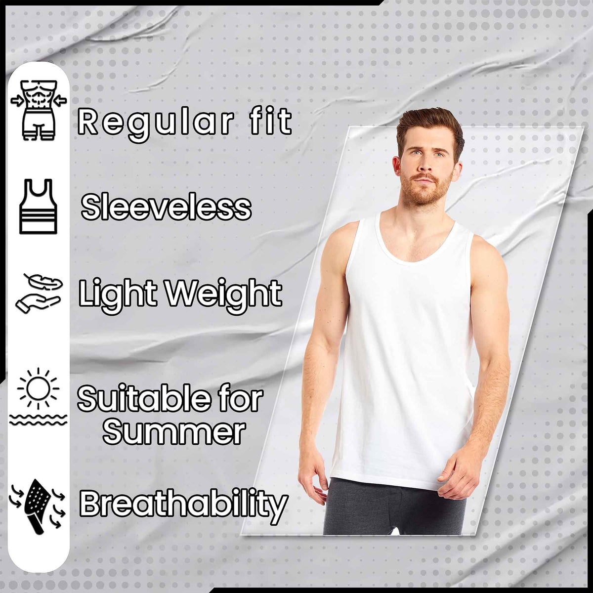 Men's Cotton Blend Gym Muscle Vests – Pack of 6 | Lightweight & Breathable