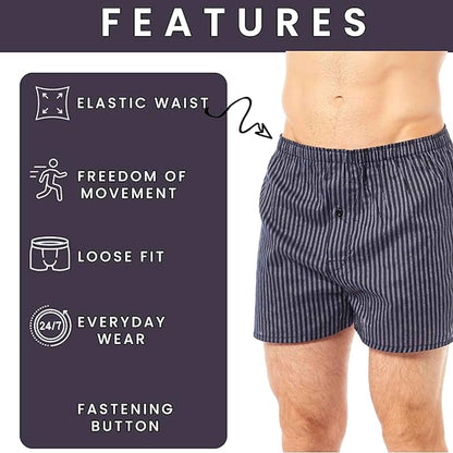 Sock Stack Men's Loose Fit Boxer Shorts | Pack of 6 | Soft Cotton Blend | S-2XL