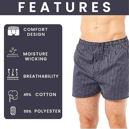 Sock Stack Men's Loose Fit Boxer Shorts | Pack of 6 | Soft Cotton Blend | S-2XL