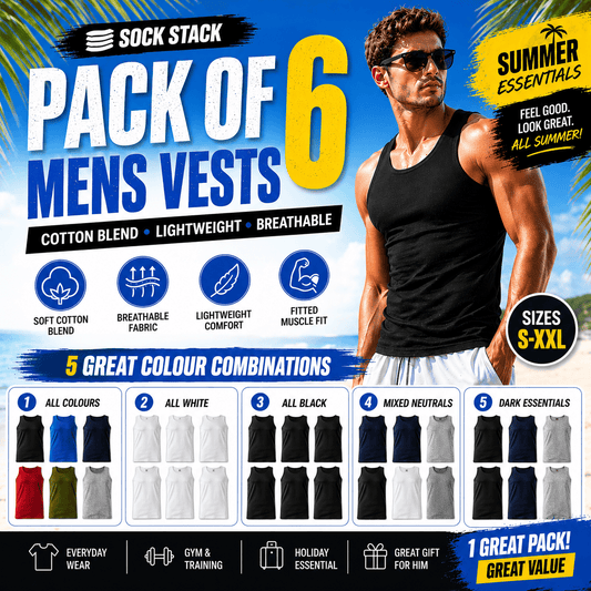 Men's Cotton Blend Gym Muscle Vests – Pack of 6 | Lightweight & Breathable