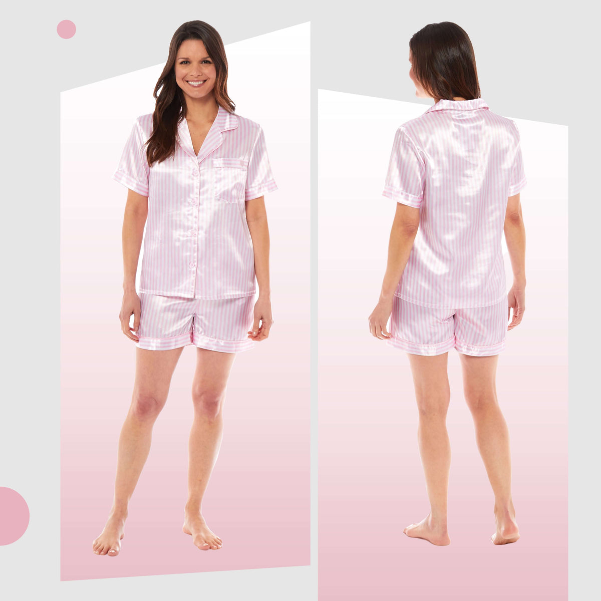 Daisy Dreamer Women's Satin Silk Short Pyjama Set Black Pink Grey UK Sizes 8-22 Easy-Care Cotton Rich Sleep Set