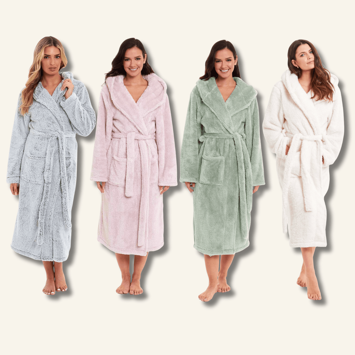 Daisy Dreamer Women's Fleece Hooded Robe Snuggle Touch Velvet-Soft Loungewear UK Sizes